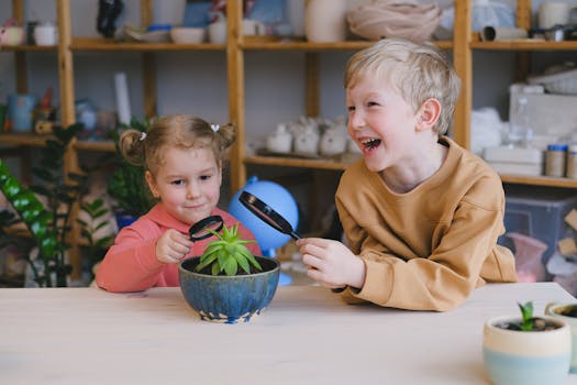 children gardening together