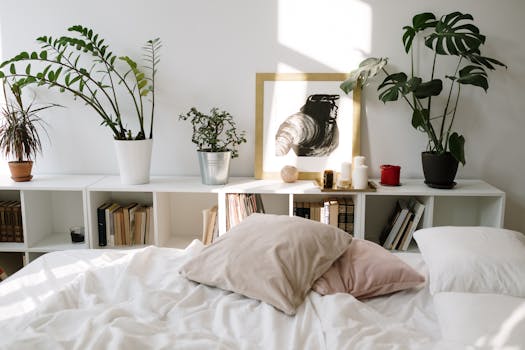 peaceful bedroom with plants