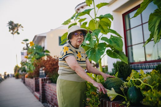 community garden with flowers and vegetables