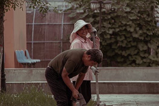 community members working together in a garden