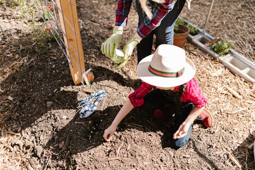 children planting seeds in a garden