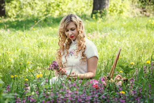 peaceful gardening scene