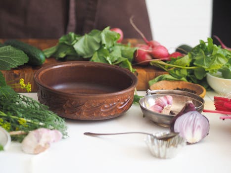 home garden with herbs and vegetables