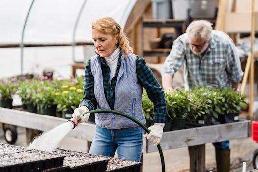 veteran tending to plants