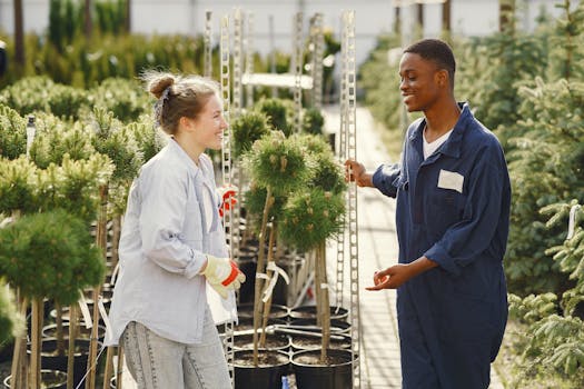 community garden with diverse plants