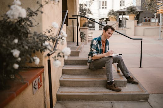 a person gardening with a notebook