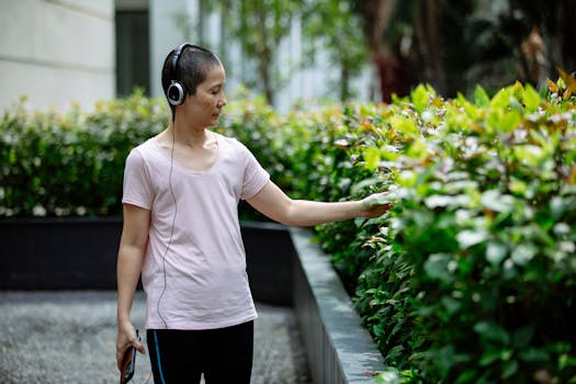 gardener relaxing with music