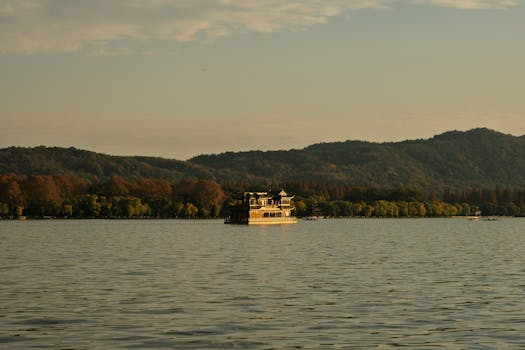 calm lake at sunset