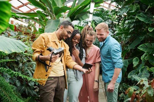 community garden with diverse plants