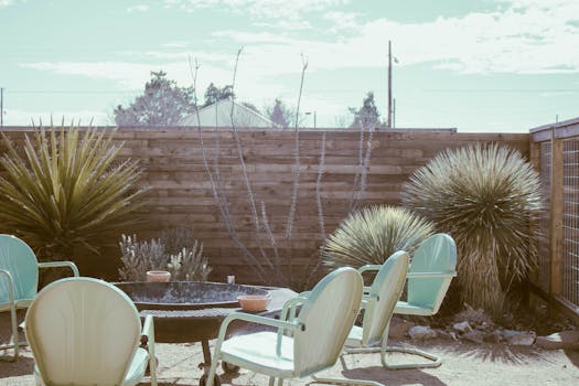 a tranquil garden nook with seating