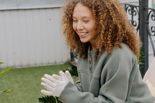 happy person gardening